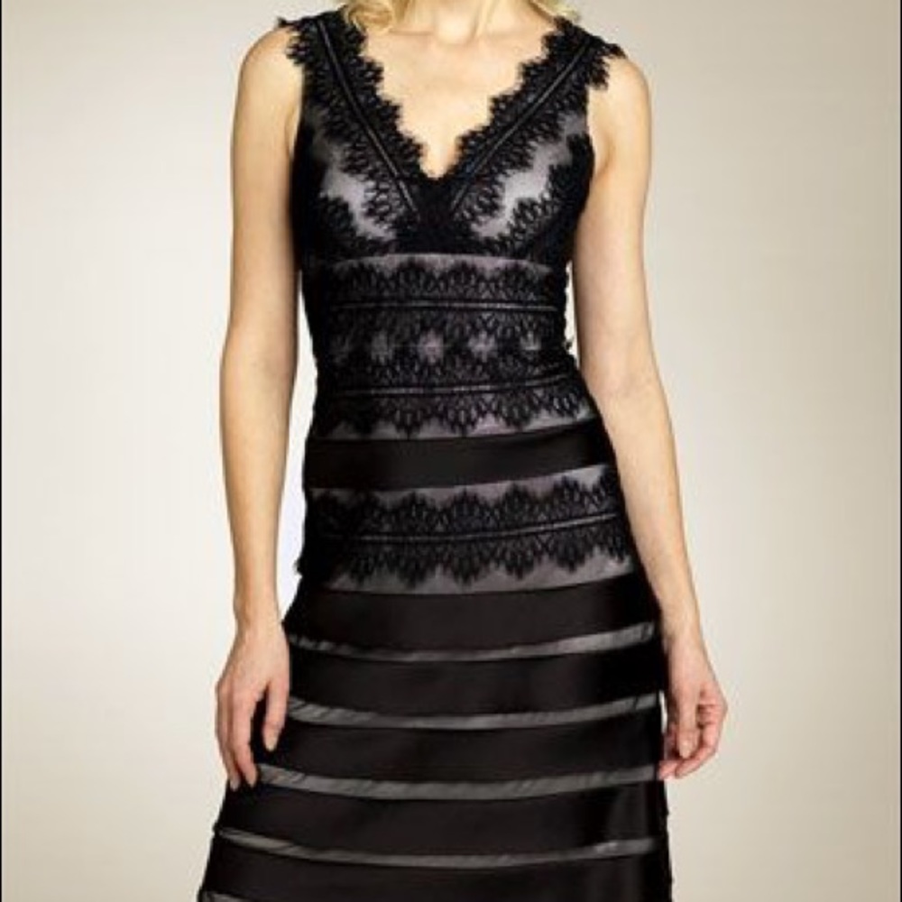 JS Collections Black Lace Tiered Dress